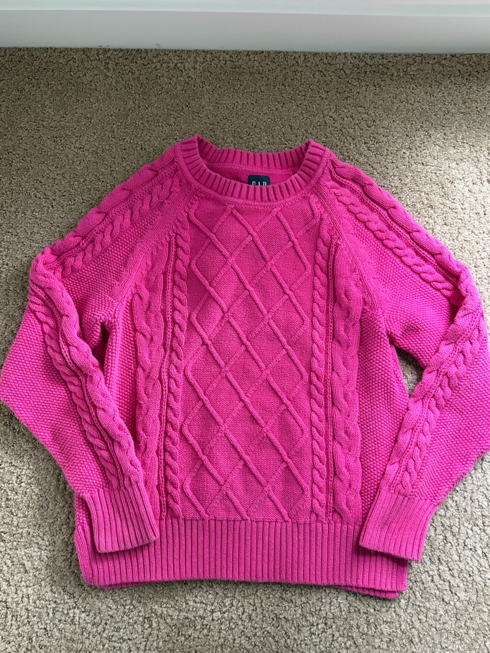 GAP Hot Pink Cable Crew Neck Sweater